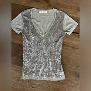 Graham & Spencer cotton and sequin v-neck tshirt